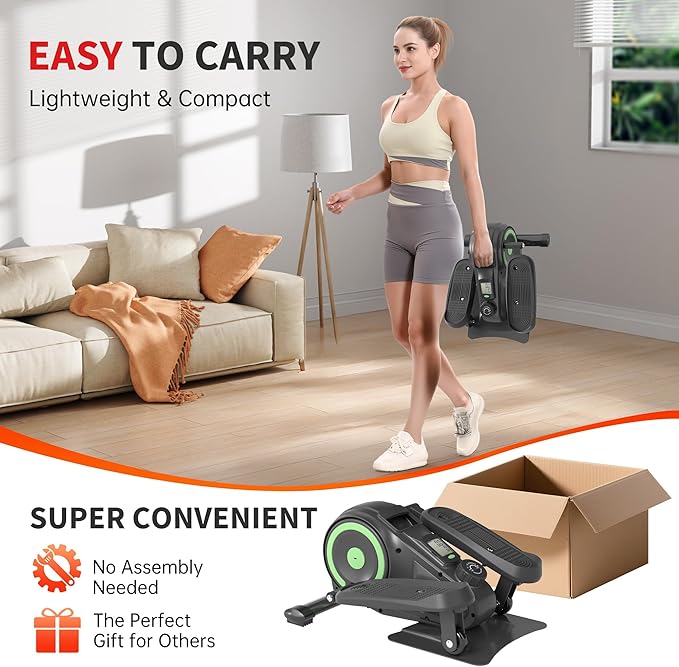 Under Desk Elliptical Machine, Ellipse Leg Exerciser as Seen on TV for Seniors, Pedal Exerciser Fully Assembled with 8 Resistance Levels, Portable Leg Exerciser for Home Office