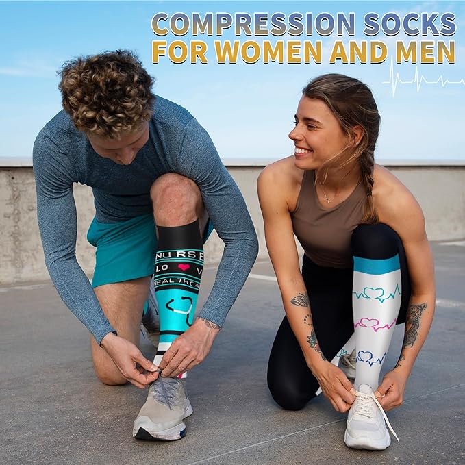 Graduated Copper Compression Socks for Men & Women Circulation 8 Pairs 15-20mmHg - Best for Running Athletic Cycling