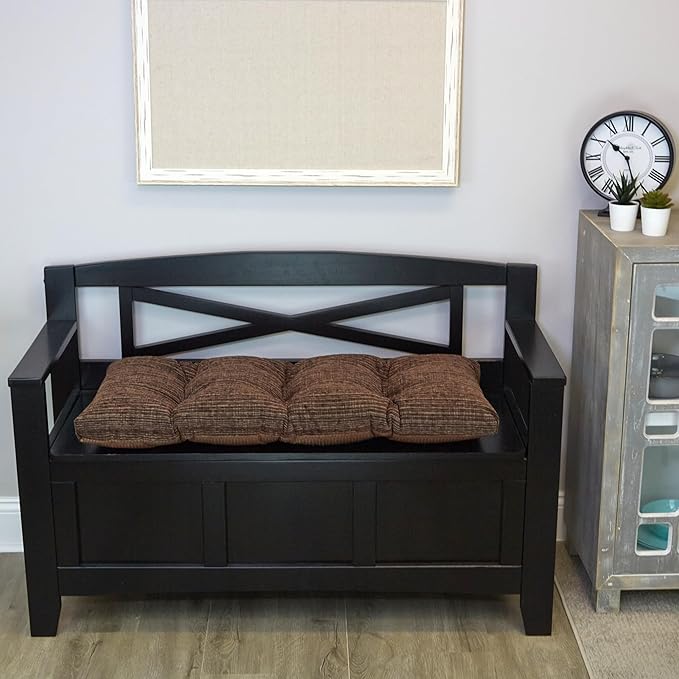 Klear Vu The Gripper Omega Non-Slip Tufted Bench Cushion for Indoor Furniture, Entryway Storage, Bay Window, Corner Nook or Piano Seat, 33 Inches, 14 Brown