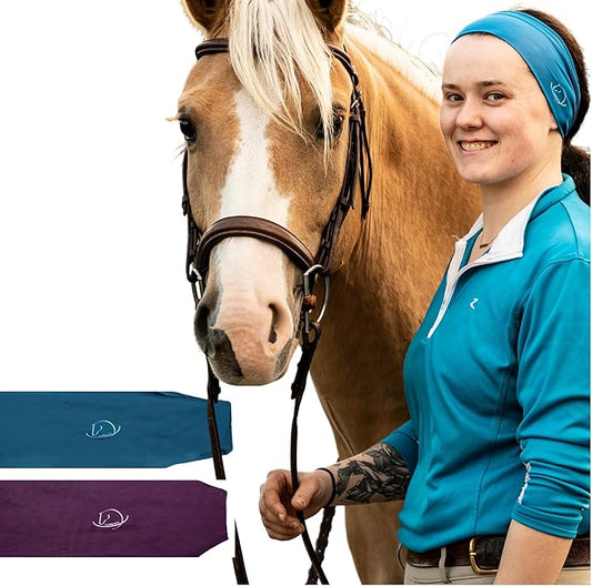 Equestrian Headbands Designed to Wick Moisture and Protect Hair Under Helmets, for Horseback Riding, Biking, and Securing Ear Buds