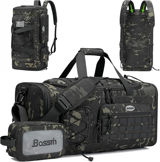 Bosstin Gym Bag for Men & Women,45L Travel Duffle Sports Duffel Bag Gym Weekender Overnight Backpack with Shoe Compartment (GREEN CAMOUFLAGE)