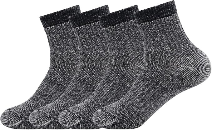 Caudblor Men's Merino Wool Hiking Socks-Thermal Warm Crew Winter Ankle for Trekking,Cycling,Multi Performance,4 Pack
