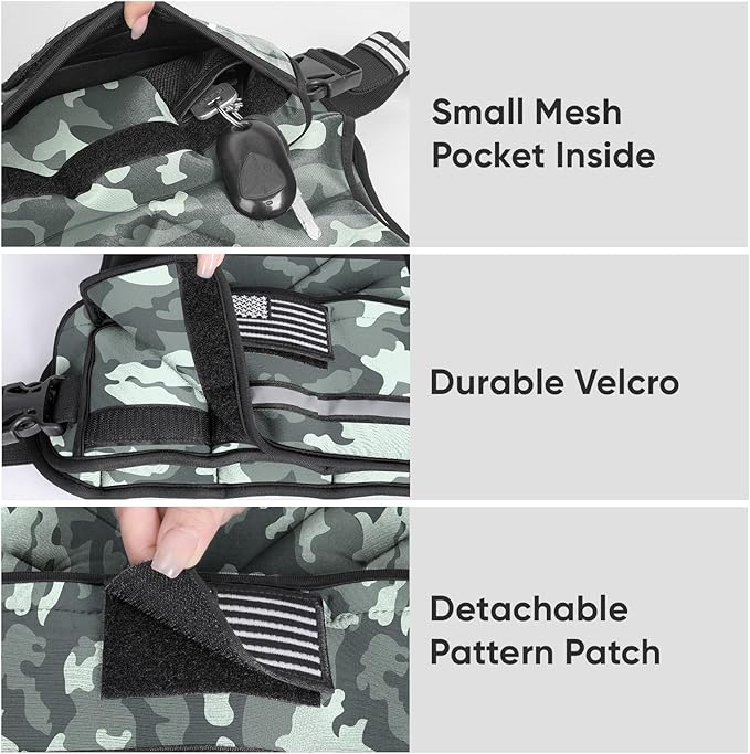 APEXUP Adjustable Weighted Vest, 4-10lb/12-18lb/20-32lb Vest with 6 Ironsand Weights and Large Pocket, Weight Vest for Men Women Strength Training, Running, Walking