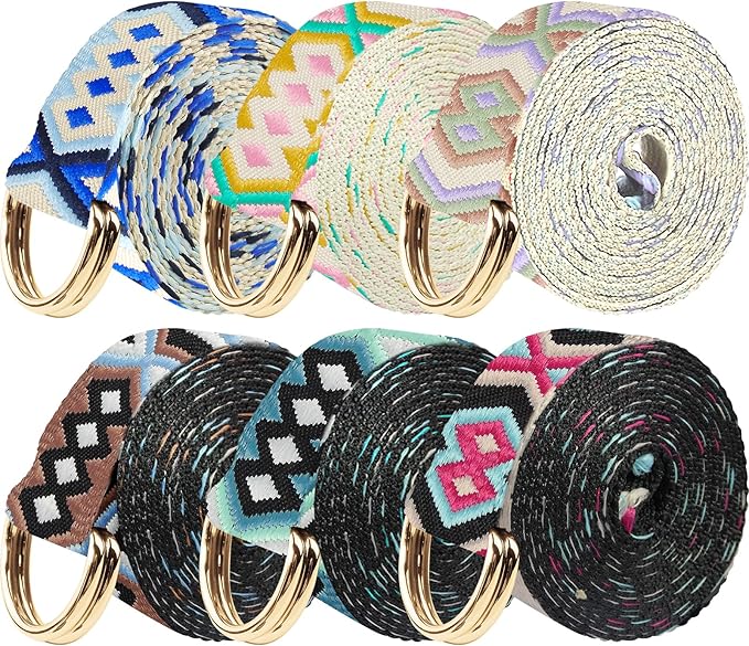 6 Packs Yoga Strap for Stretching Yoga Belt Adjustable Straps for Non Elastic Stretching Strap Exercise Straps for Pilates