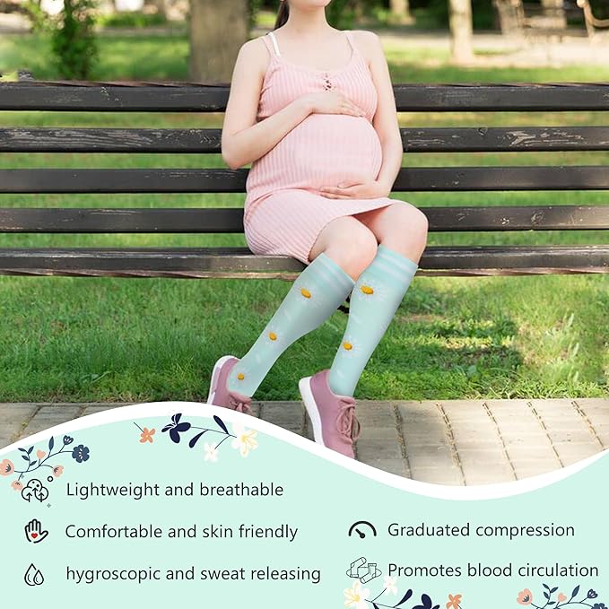 fenglaoda Compression Socks for Women Men Support Circulation 6 Pairs Socks For Nurse, Travel, Flight
