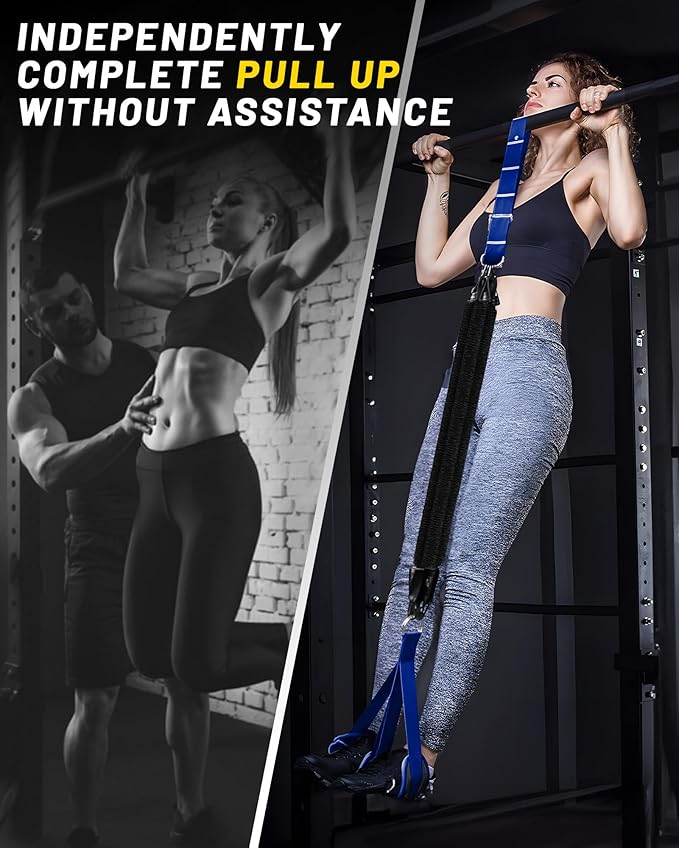 MANUEKLEAR Heavy Duty Resistance Bands for Pull Ups, Pull Up Assistance Bands with Scale Tracking Feature, Adjustable Pull Up Assist Band with Five 50-Pound Pull Up Bands and Fabric Feet/Knee Rest