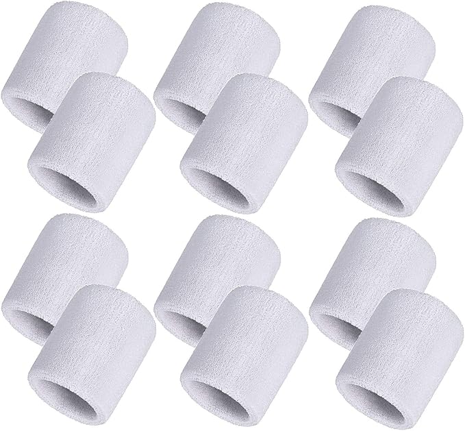 12 Pack Sweatbands Sports Wristband Cotton Sweat Band for Men and Women, Good for Tennis, Basketball, Running, Gym, Working Out