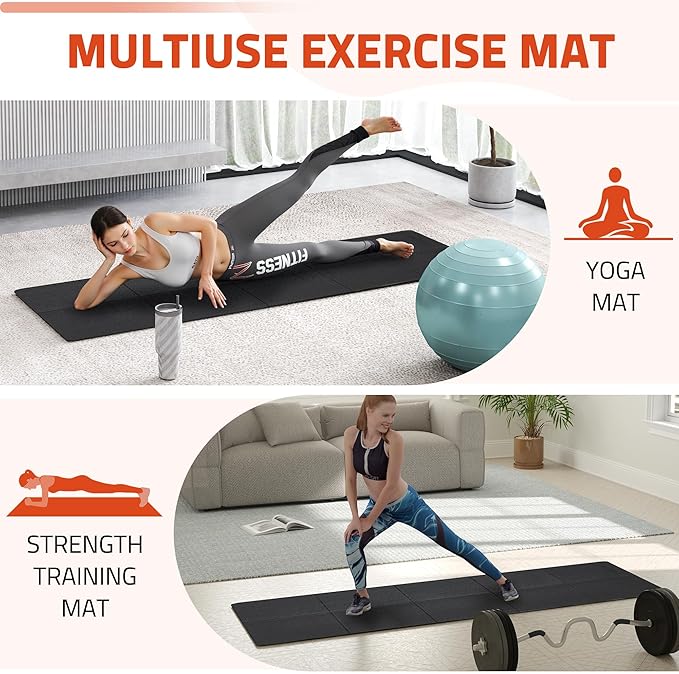 Foldable Walking Pad Mat, 68"x24" Treadmill Mat for Carpet Floors, Waterproof Non-Slip Home Gym Mat, Anti Vibration Exercise Equipment Mat