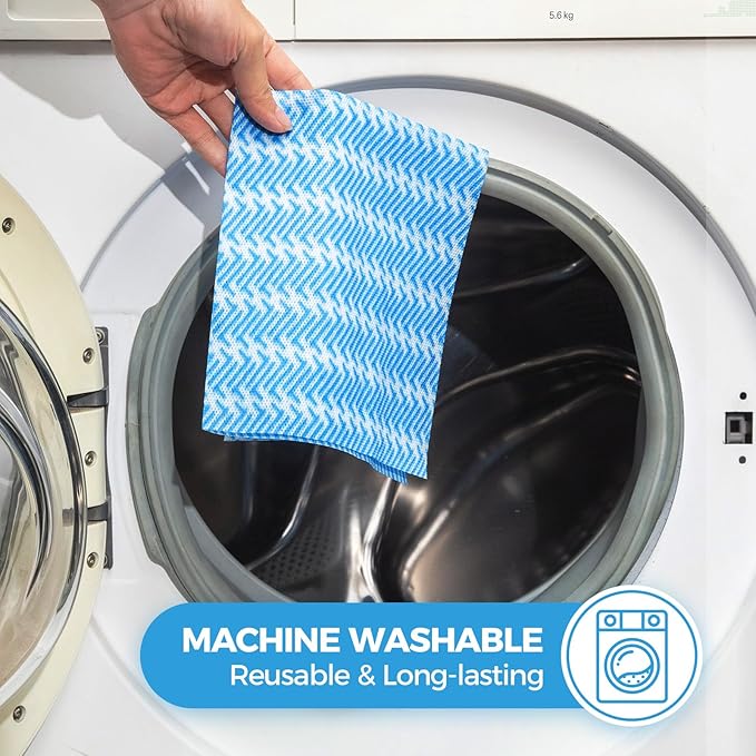 Handi Wipes Reusable Cloths Disposable Cleaning Towels Dry Kitchen Wipes Reusable Dish Towel Washcloths Dry Fast Multi-Purpose Heavy Duty Towels, Thick and Absorbnet, Blue, Pack of 120