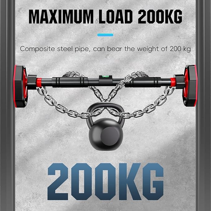 Gadpiparty Pull Up Bar for Doorway -Heavy Duty 440LBS, No Screws for Renters & Home Gym, Adjustable 27.5-39 Inch, Easy Install Secure Lock