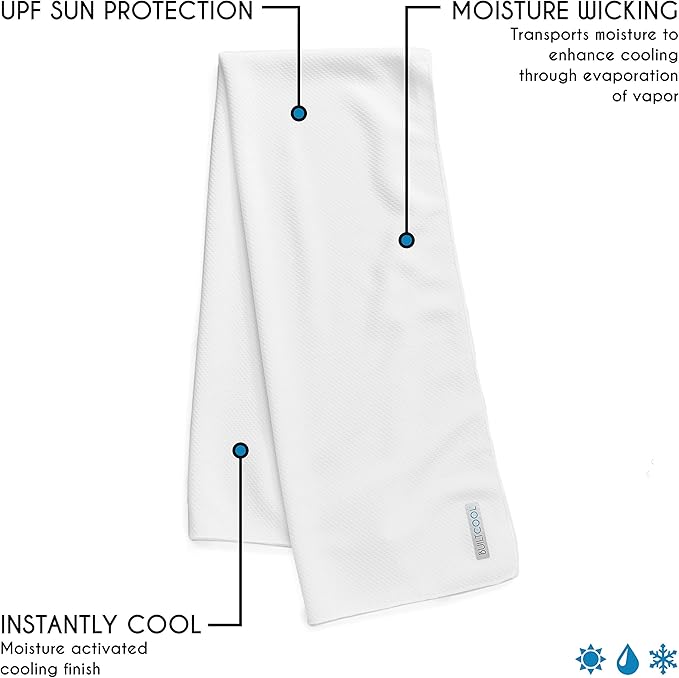 BUILTCOOL Adult Cooling Towel - Men & Women Chilly, Lightweight, Soft, Neck and Face Cooling Towel for Sport, Camping, Hunting, One Size, White, 3 Pack