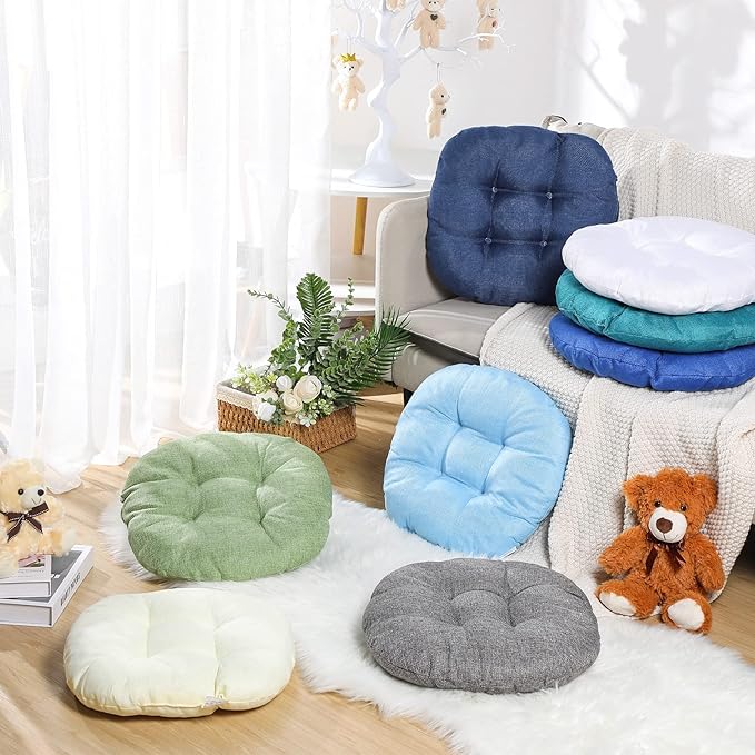 Fumete 8 Pcs 16 Inch Round Floor Cushions for Kids and Toddlers, Flexible Seating Classroom Furniture Floor Pillow for Home, Daycare, Preschool, Yoga and Meditation (Stylish)