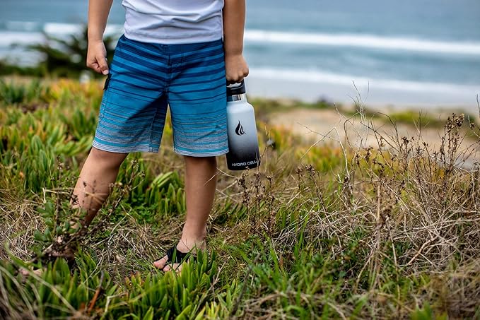 HYDRO CELL Stainless Steel Water Bottle with Straw & 2 Standard Mouth Lids (32oz 24oz 20oz 16oz) Keeps Liquids Hot or Cold w/Double Wall Vacuum Insulated Leak Proof Sport Design (Black/White 16oz)