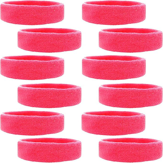 12 Sweatbands Cotton Sports Headbands Terry Cloth Moisture Wicking Athletic Basketball Headband by Kenz Laurenz
