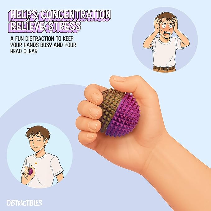 Round Spiked Sensory Fidget Clicker, Tactile Stimming Device with Mechanical Clicky Switches, Lanyard Attachment, Ideal for Pain Stim, ADHD, Autism & Stress Relief (NEON Harmony, Large)