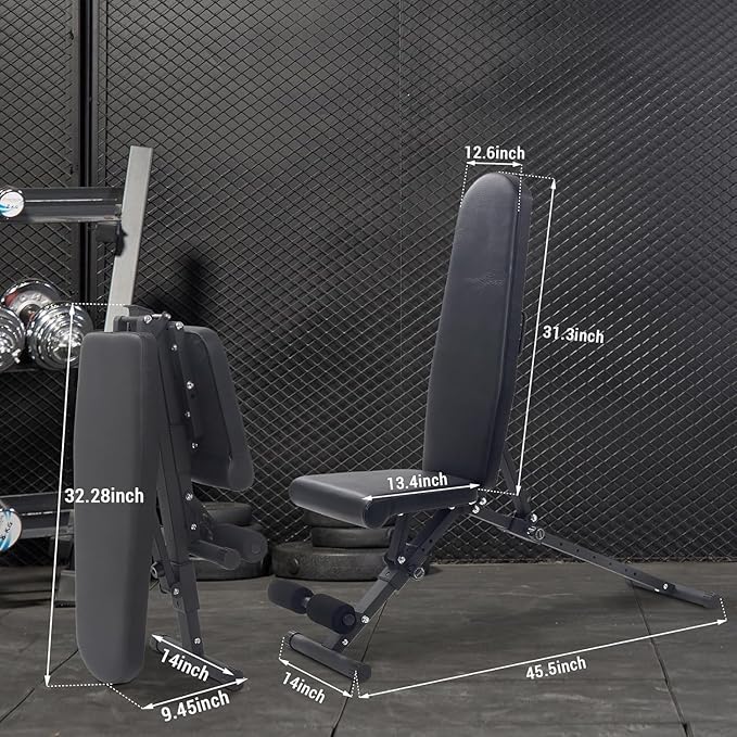 Adjustable Weight Bench 800Lbs Capacity - 4X Stability Vs Standard Benches, FID Incline Decline Bench for Full Body Training, Home Gym & Lifting