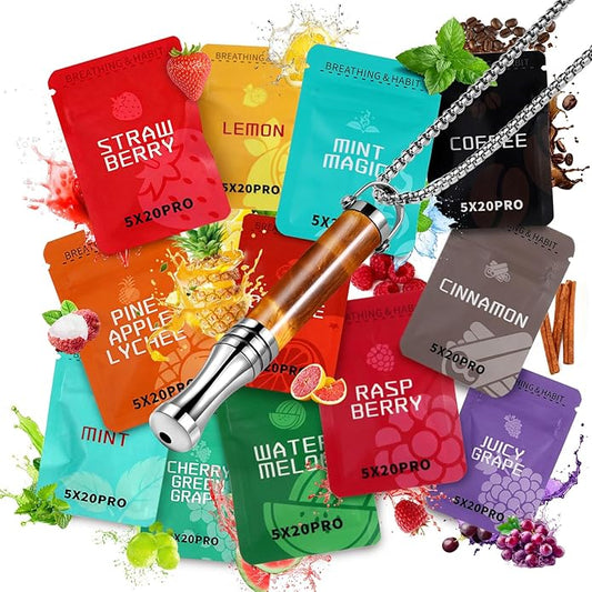 Breathing Necklace, Breathe Free Necklace for Stress Relief, Meditation & Relaxation, Anxiety Necklace Mindful Breathefree Calm Tool with Plant Cores, Natural Switch from Bad Habit