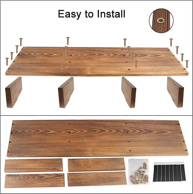 39.4'' Long Wooden Step Stool for Elderly, Half Wooden Riser Step Stool for Bedside, Bathroom, Kitchen and Outdoor High Steps(39.4" L*11.8" W*4.3" H)