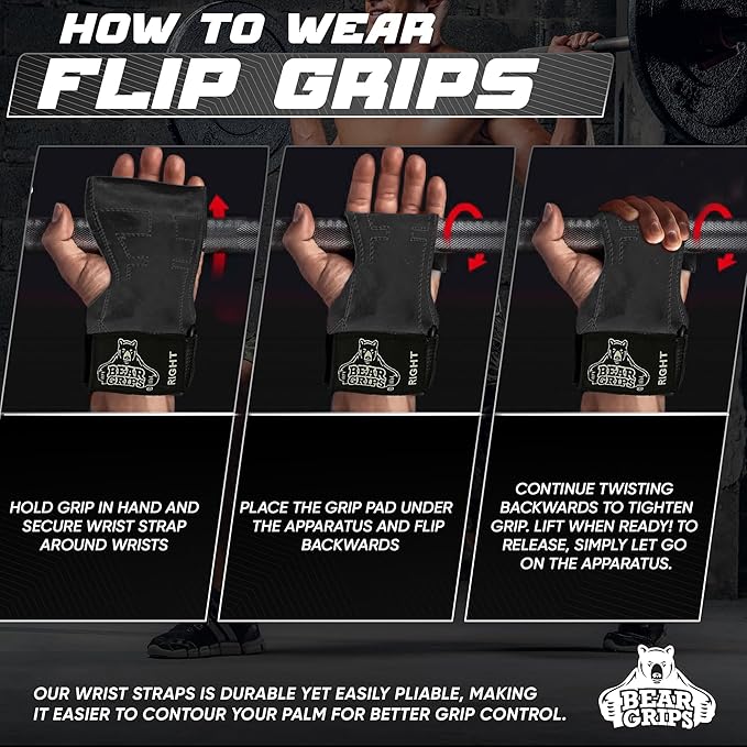 Bear Grips Wrist Straps for Weightlifting Alternative to Traditional Lifting Straps Gym, Modern Weight Lifting Straps, Deadlift Straps, Gym Straps. Lifting Grips with Wrist Support, for Men and Women