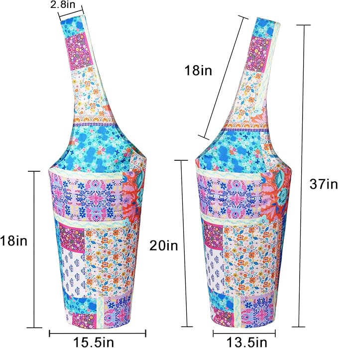 Fashion Printed Yoga Mat Bag with Large Side Pocket & Zipper Pocket Long Tote Yoga Bag Fit Most Size Mats - Holds More Yoga Accessories