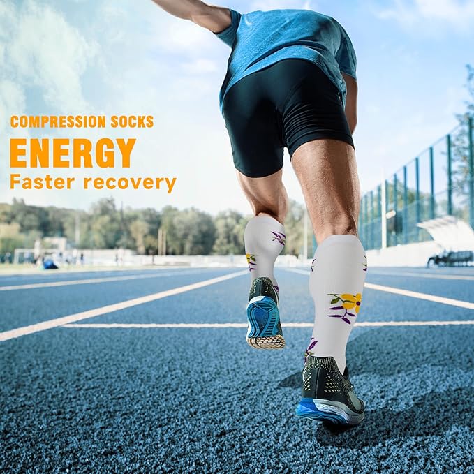 bropite Halloween Compression Socks for Women & Men-Pumpkin Ghost 6 Pairs 20-30mmhg Support Running Nurse Travel