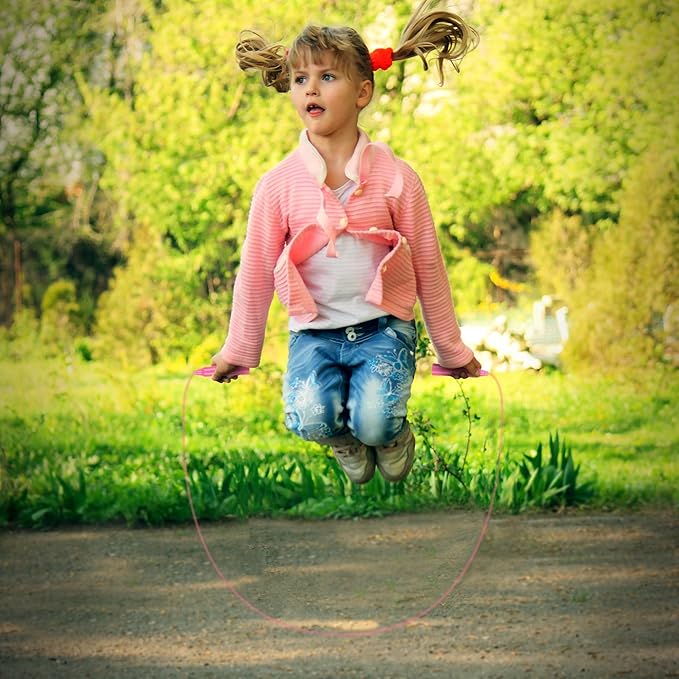 Elcoho 30 Pack Kids Jump Rope Set 7.5 Feet Plastic Jump Ropes Kids Adjustable Colorful Skipping Rope for Outdoor Indoor Fun Game Exercise Fitness Training and Party Favors