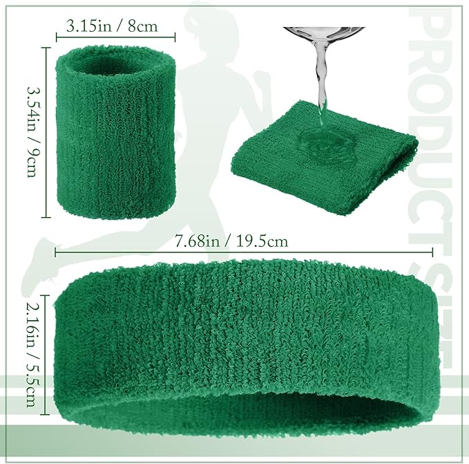 Civaner 12 Pcs 80s 90s Sweatbands Neon Headbands Wristbands for Men Women Party Sports Cotton Headbands Terry Cloth Athletic Sweat Bands for Tennis Football Gym Workingout Accessories