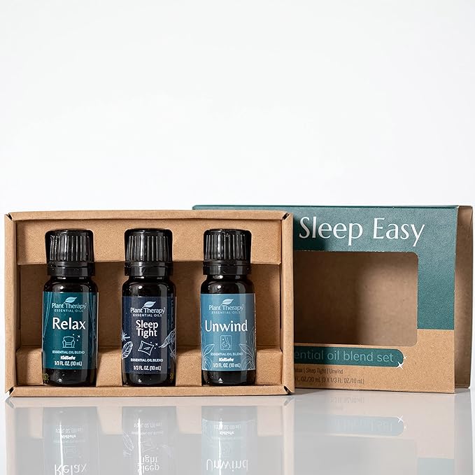Plant Therapy Sleep Easy Essential Oil Blend Set 10 mL (1/3 oz) Each of Relax, Sleep Tight & Unwind, Pure, Undiluted, Essential Oil Blends