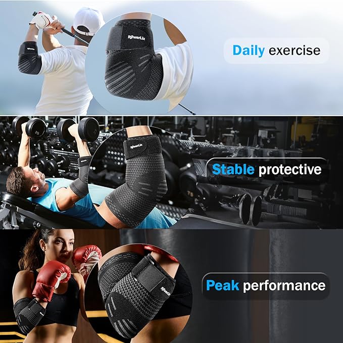 POWERLIX Elbow Brace Compression Support - Elbow Sleeve for Tendonitis, Tennis Elbow and Golfer's Elbow Treatment, Arthritis, Fitness, Weightlifting and More - Elbow Pain Relief 2025