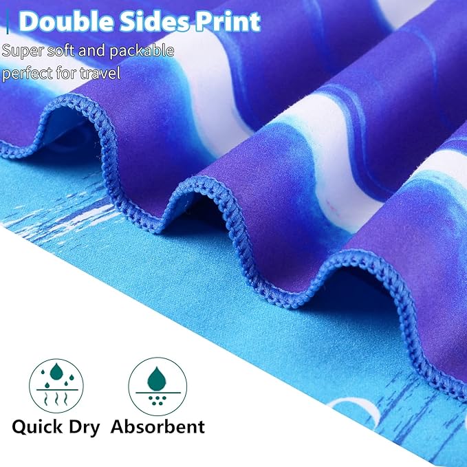 2 Pack Microfiber Thin Beach Towel Lightweight 71x32 Oversized Extra Large Sand Free Towels Quick Dry for Travel Pool Yoga Gym Sports Beach Accessories Vacation Essential Gift