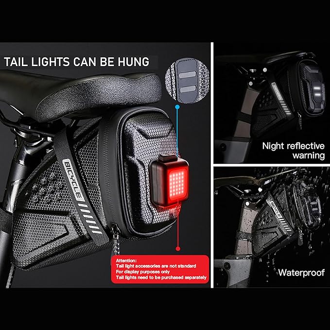 EVA hard shell waterproof bike saddle bag Seat bag Bike bag under seat 1 litre Bike tail bag Bike Rear bag Bike riding Accessories Storage bag Bike wedge bag Mountain road bike