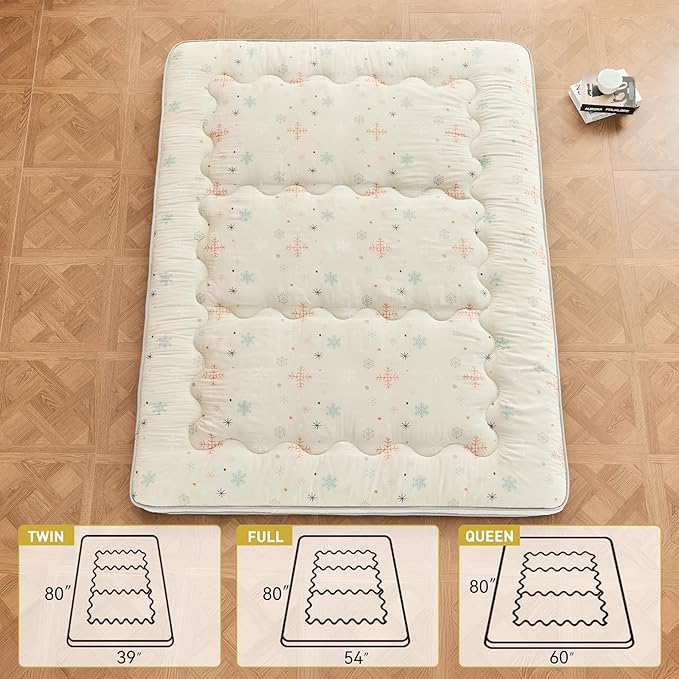 Dr.Futon Japanese Floor Futon Mattress Extra Thick Folding Roll Up Bed Topper Mat for Guest,Lounger and Tavel