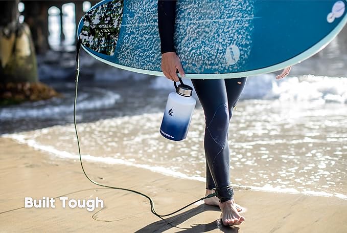 HYDRO CELL Stainless Steel Insulated Water Bottle with Straw - For Cold & Hot Drinks - Metal Vacuum Flask with Screw Cap and Modern Leakproof Sport Thermos for Adults (Navy/White 64oz)