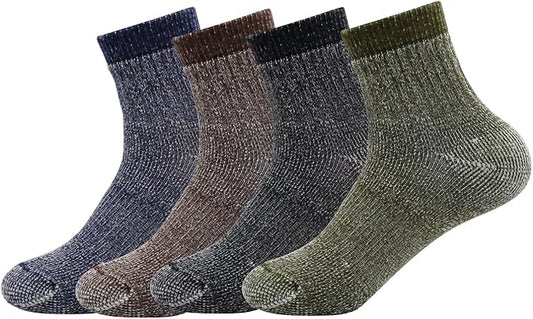 Caudblor Men's Merino Wool Hiking Socks-Thermal Warm Crew Winter Ankle for Trekking,Cycling,Multi Performance,4 Pack
