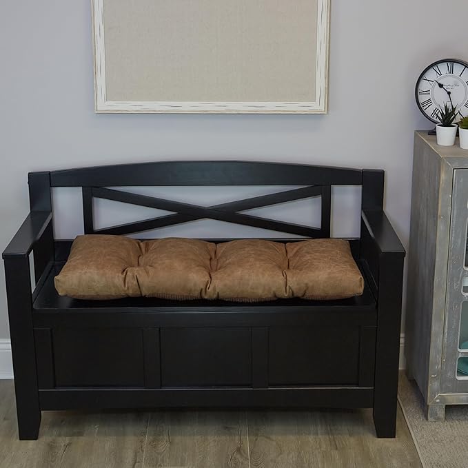 Klear Vu The Gripper Omega Non-Slip Tufted Bench Cushion for Indoor Furniture, Entryway Storage, Bay Window, Corner Nook or Piano Seat, 33 Inches, Brown