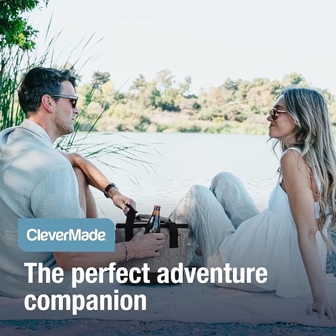 CleverMade Collapsible Insulated Cooler Bag – Leakproof Soft Folding Cooler for Beach, Travel, Car