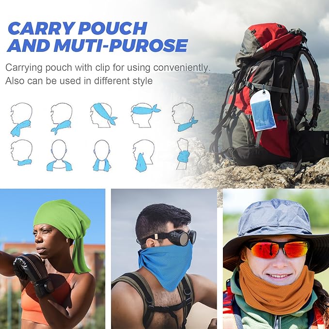 Cooling Towels for Neck and Face 10 Pack, 40x12’’ Soft Breathable Sweat Towels, Microfiber Sport Towel for Yoga, Gym, Workout, Running, Golf, Travel, Cooling Neck Wrap for Hot Weather