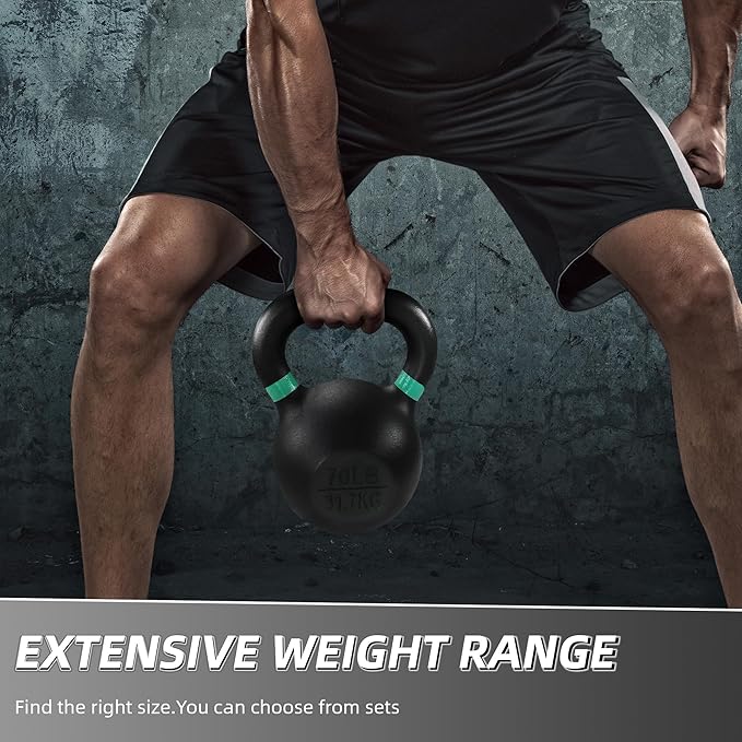 Cast Iron Kettlebell Weights for Home Gym, Heavy Duty Strength Training, Workout Equipment for HIIT, Functional Fitness