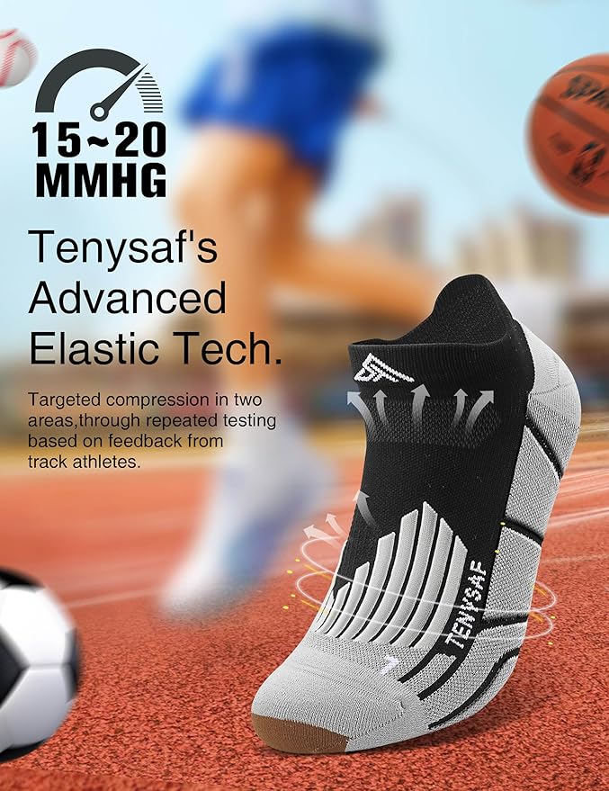 Compression Athletic Running Socks: Men Women's Low Cut Ankle Socks for Sport Enthusiasts Hiking Cycling Basketball
