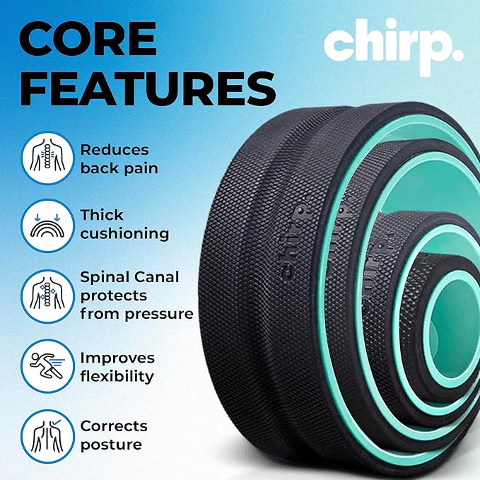 Chirp Wheel Foam Roller – Targeted Back & Neck Relief, Lumbar Spine Stretcher, Spinal Decompression Back Stretcher, Massage Roller with Density Foam for Physical Therapy, Supports 500lbs, 4-Pack Mint