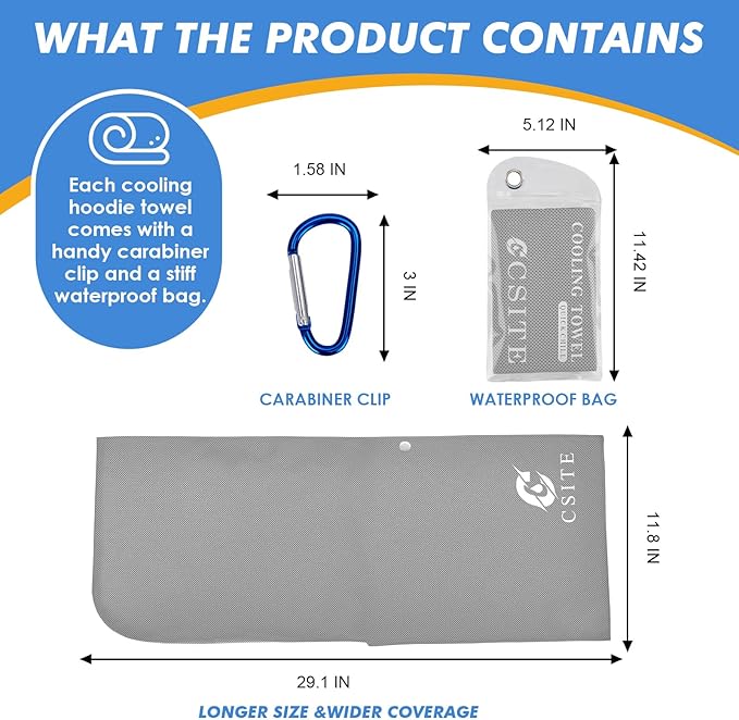 Cooling Hoodie Towels, Instant Cooling Towels for Neck and Face, UPF 50 Sun Protection, Ice Towel for Hot Weather, Head Towel for Sports, Camping, Cycling & More Activities