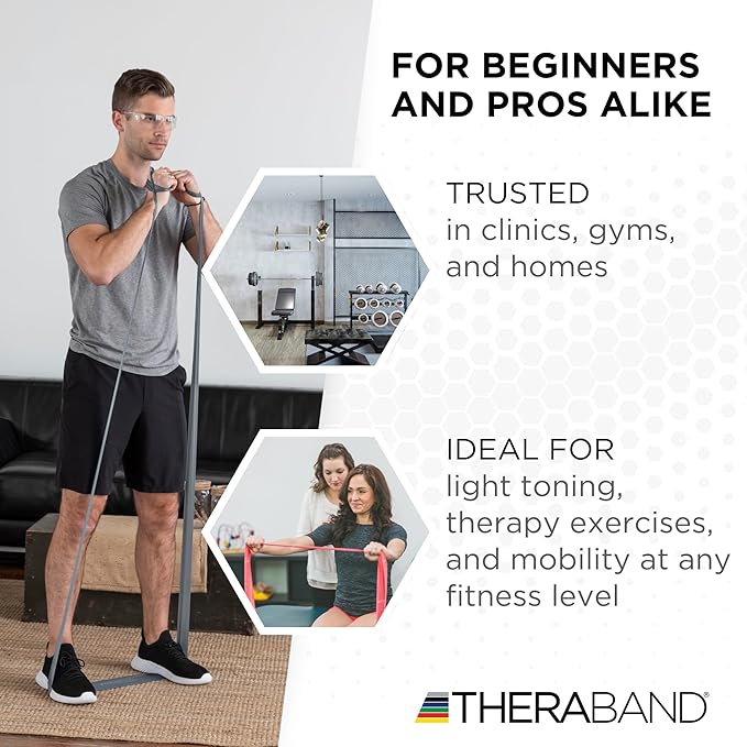 THERABAND Resistance Band, Black, Special Heavy, 50-Yard Roll, Latex Elastic Band for Exercise