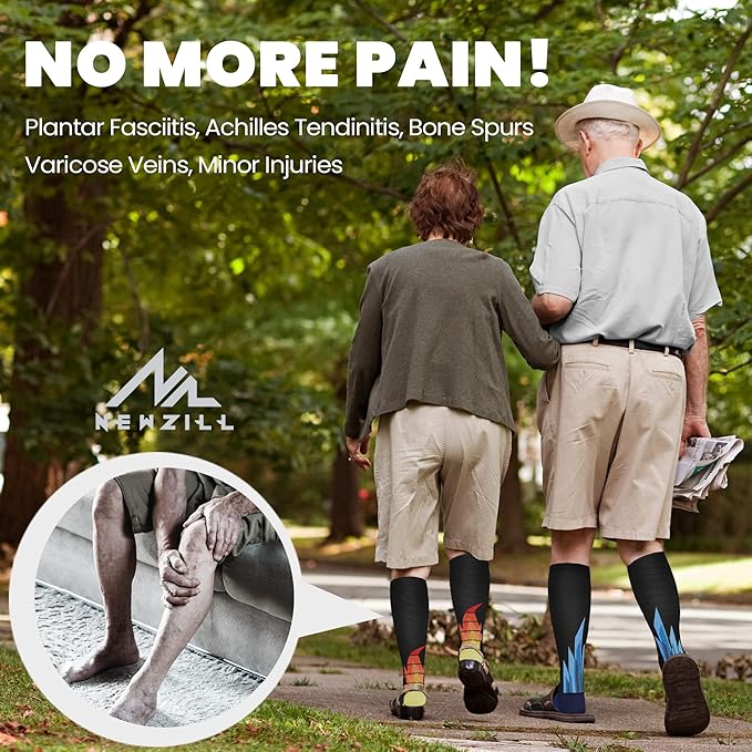 NEWZILL Medical Compression Socks for Women & Men Circulation 20-30 mmHg, Best Support for Running Athletic Cycling Nursing Travel Work and Fitness