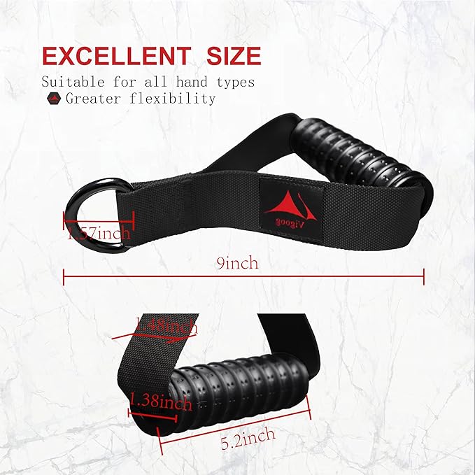 Heavy Duty Exercise Handles, Ultra-Durable Rubber Workout Grip Attachments for Cable Machines, LAT Pulldown, Resistance Bands, Home Gym and Commercial Fitness Equipment