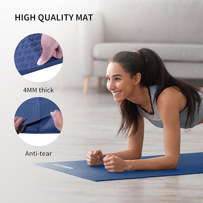 PROIRON Foldable Yoga Mat 0.24"/0.16" for Home Workout & Travel, Non Slip Travel Yoga Mats with Carry Bag, Packable Yoga Mat for Home Gym, Pilates, Fitness,Stretching