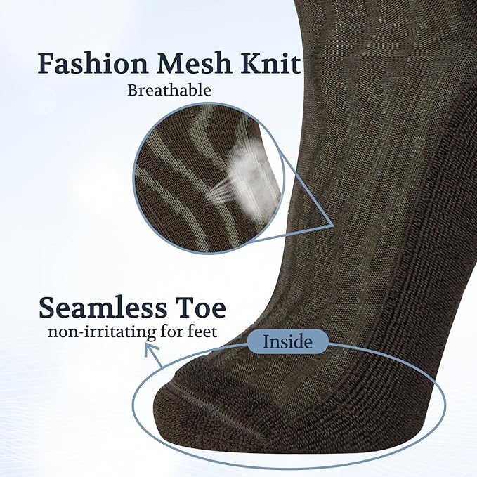 +MD Diabetic Socks for Men Women 6 Pairs,Non-Binding Top Extra Wide Ankle/Crew Socks, for Edema Circulator 9-11 10-13 13-15