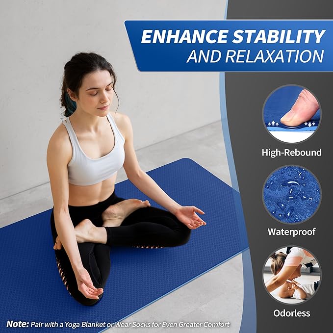 CAMBIVO Yoga Mat for Women Men Kids, 1/3 & 1/4 & 2/5 Inch Extra Thick Yoga Mat Non Slip, 72" x 24" TPE Yoga Mats, Workout Mat with Carrying Strap for Yoga, Pilates and Floor Exercises