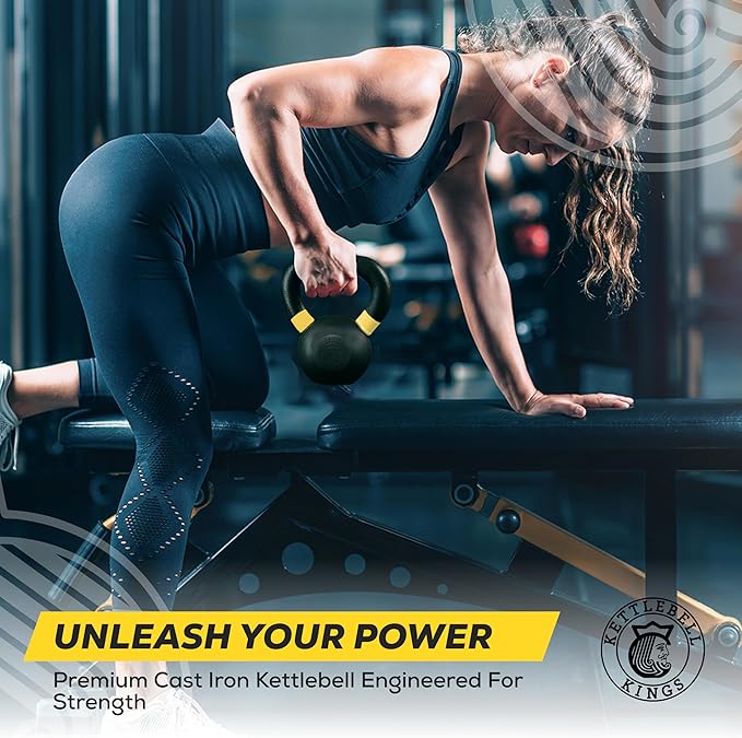 Kettlebell Kings Powder Coated Kettlebell Weights - 9-97 lb Strength Training Kettlebells for Men and Women - Hand Weights Workout Gym Equipment - Weights Set for Home Gym- New
