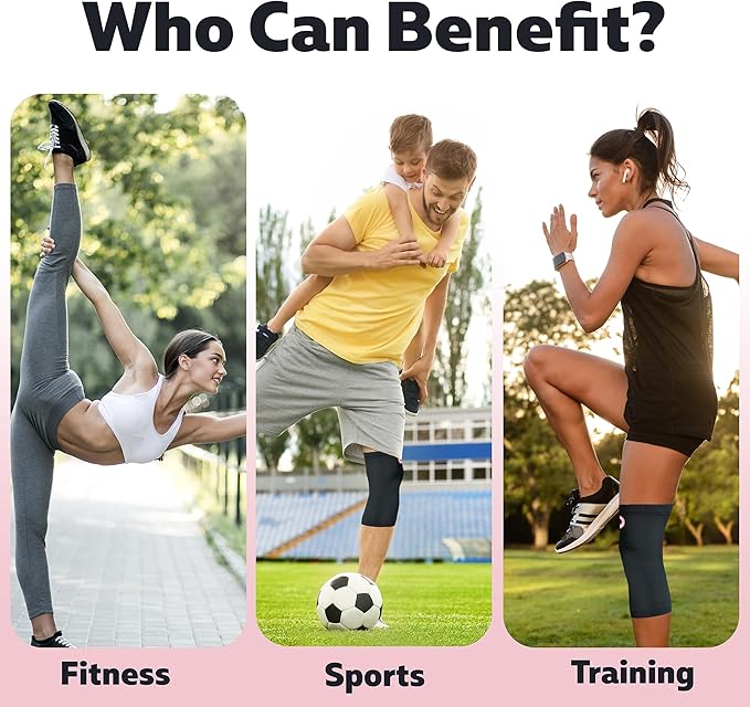 Crucial Compression Knee Sleeve (1 Pair) - Best Knee Braces for Knee Pain for Men & Women - Non-Slip Knee Support for Running, Weightlifting, Basketball, Gym, Workout, Sports