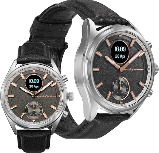 pininfarina Hybrid Sintesi Smart Watch, Heart Rate Monitoring, Fitness Tracker, Genuine Leather Strap, Sleep Monitoring, GPS Tracker, 30-Day Battery Life, Android & Apple Compatible